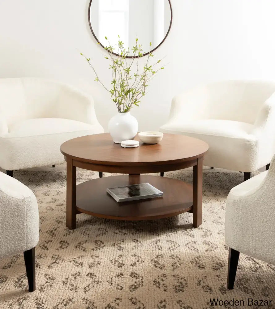 Leti Coffee Table In Pine Wood Walnut Brown