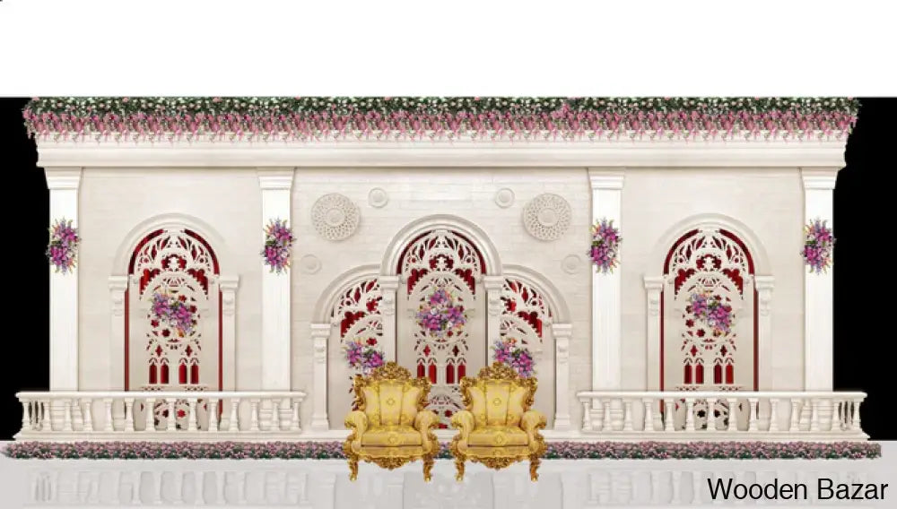 Letimate Royal Silver Contemporary Fiberglass Wedding Setup - Wooden Bazar