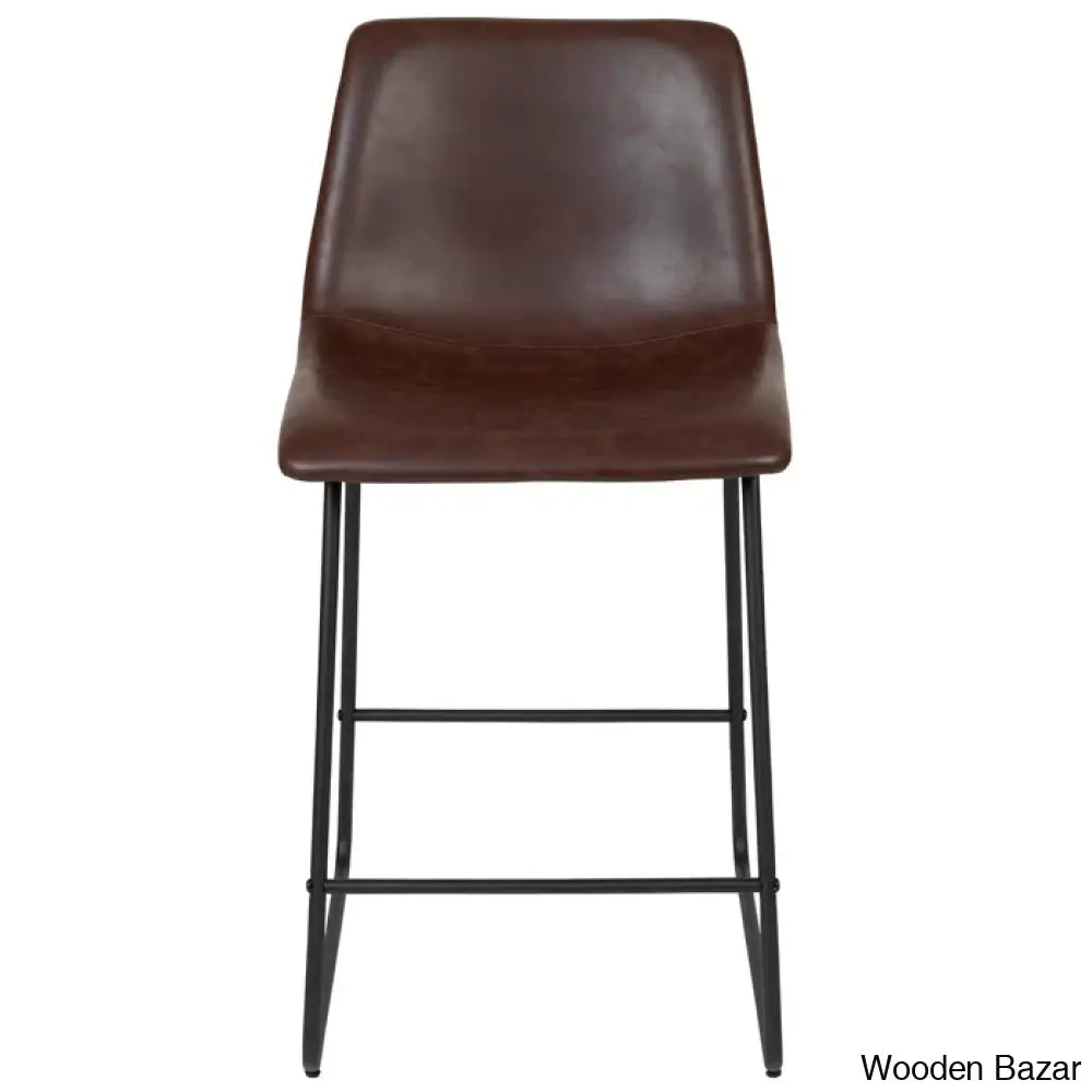 Liekelen Swivel Commercial Grade Leather Soft Upholstered Bar & Counter Stools (Set Of 2)