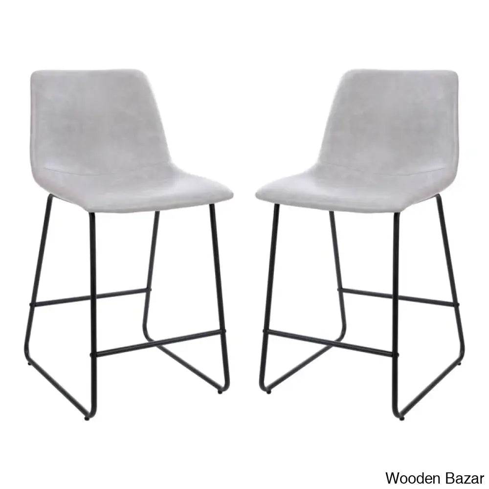 Liekelen Swivel Commercial Grade Leather Soft Upholstered Bar & Counter Stools (Set Of 2)