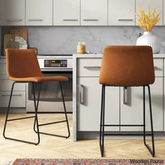 Liekelen Swivel Commercial Grade Leather Soft Upholstered Bar & Counter Stools (Set Of 2)