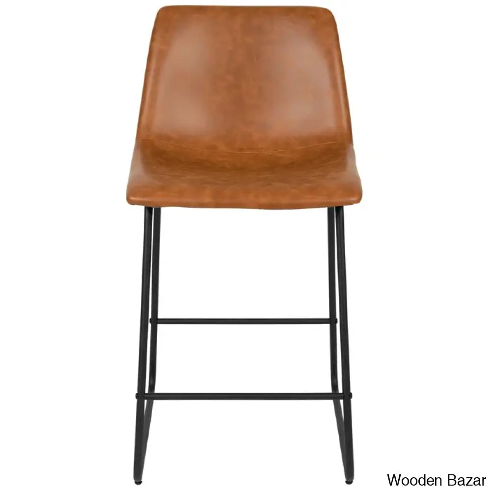 Liekelen Swivel Commercial Grade Leather Soft Upholstered Bar & Counter Stools (Set Of 2)