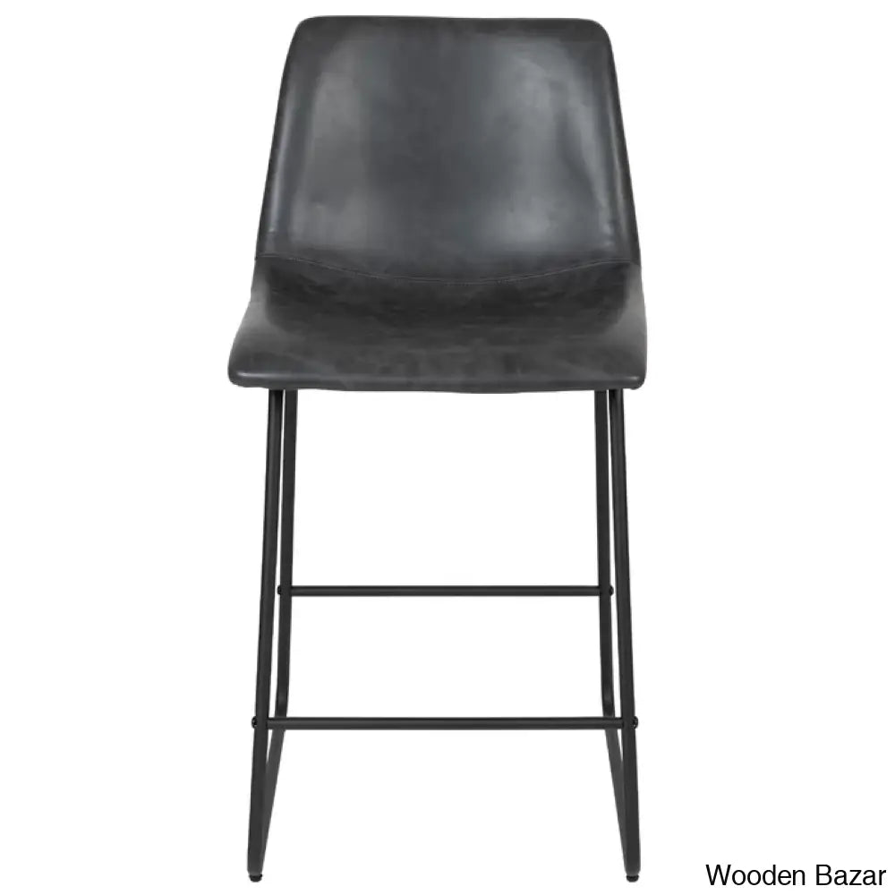 Liekelen Swivel Commercial Grade Leather Soft Upholstered Bar & Counter Stools (Set Of 2)