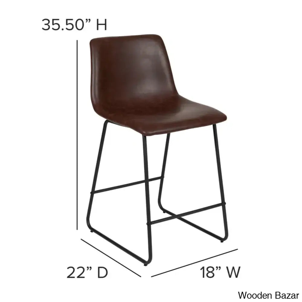 Liekelen Swivel Commercial Grade Leather Soft Upholstered Bar & Counter Stools (Set Of 2)