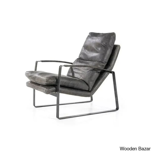 Lillian Lex Modern Single Seater Armchair With Metal Base - Wooden Bazar Dark Brown