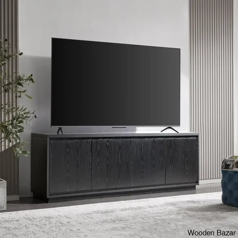 Linio Stylish Rattan Cabinet Media Console For Large Tv Set