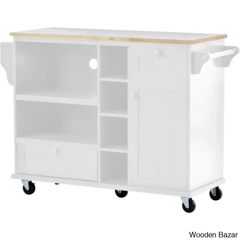 Litten Wood Kitchen Island Trolley Cart Cabinet Kitchen Island With Storage White