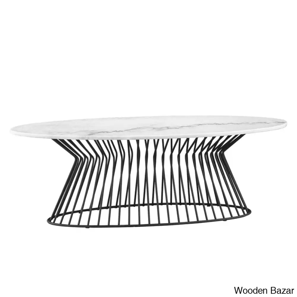 Lizethu White Marble Top Oval Coffee And Center Table