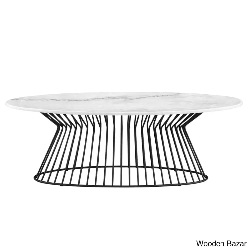 Lizethu White Marble Top Oval Coffee And Center Table