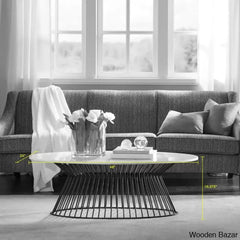Lizethu White Marble Top Oval Coffee And Center Table