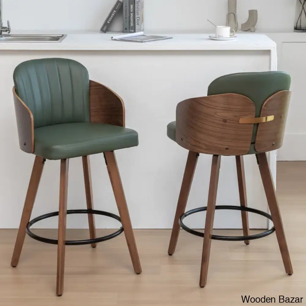 Ljubkaz Swivel 26’’ Counter And Bar Stool (Set Of 2) Green / Set 2