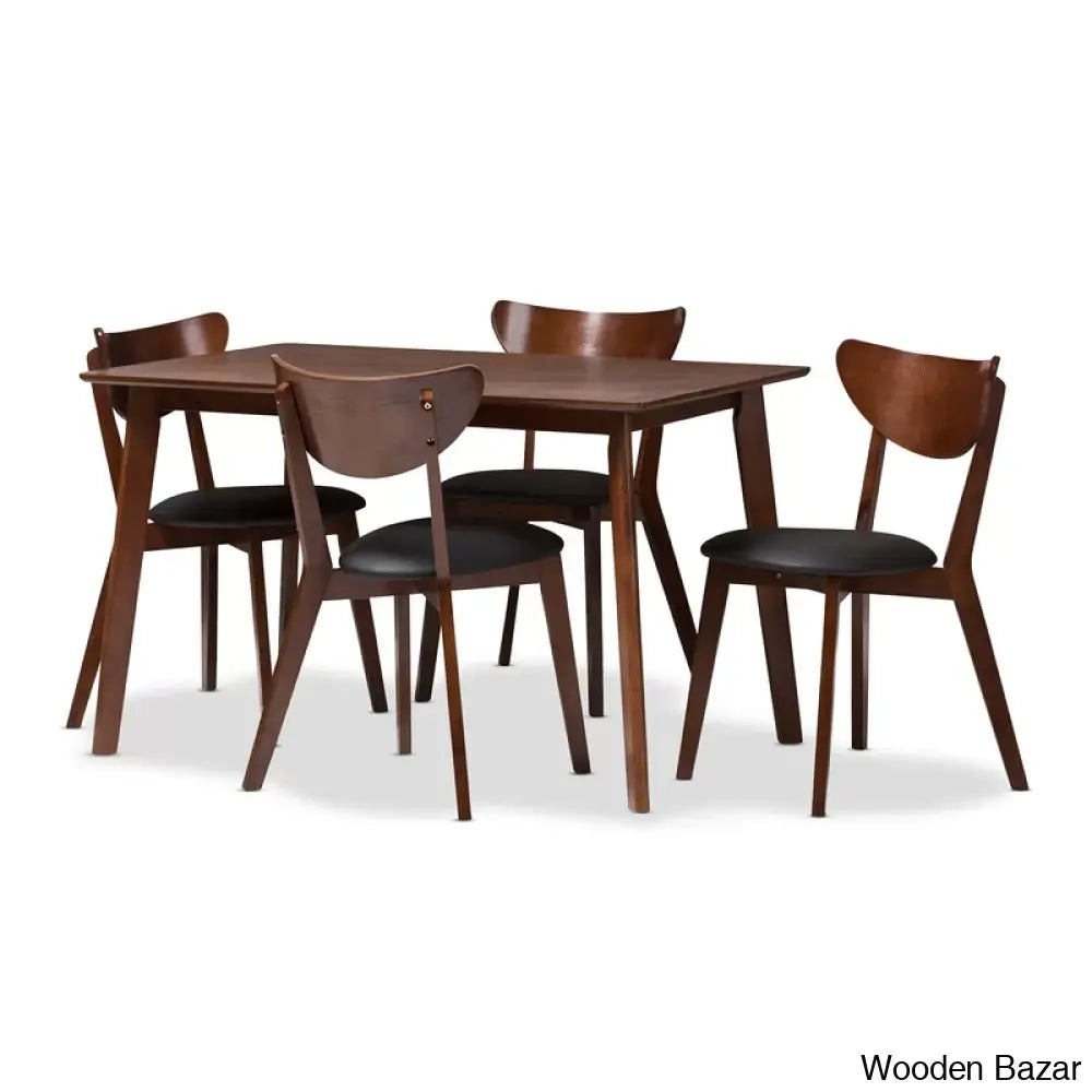 Locon Stylish Wooden 4 Seater Dining Table Set - Bazar