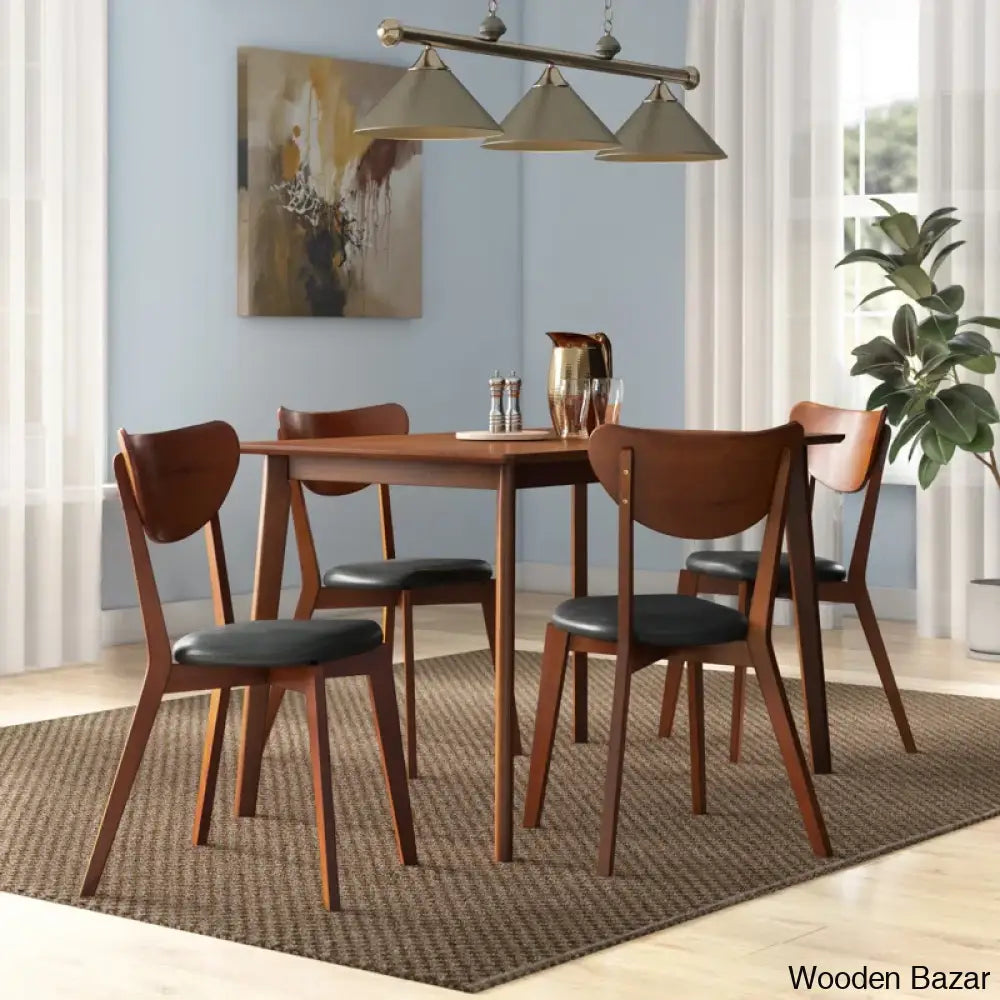 Locon Stylish Wooden 4 Seater Dining Table Set - Bazar