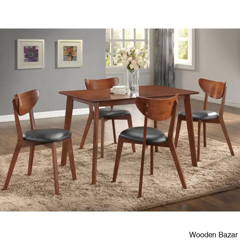 Locon Stylish Wooden 4 Seater Dining Table Set - Bazar