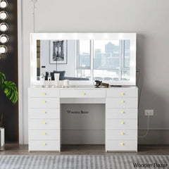 Looks Vanity Dressing Table With Mirror & Lights 13 Storage Drawers