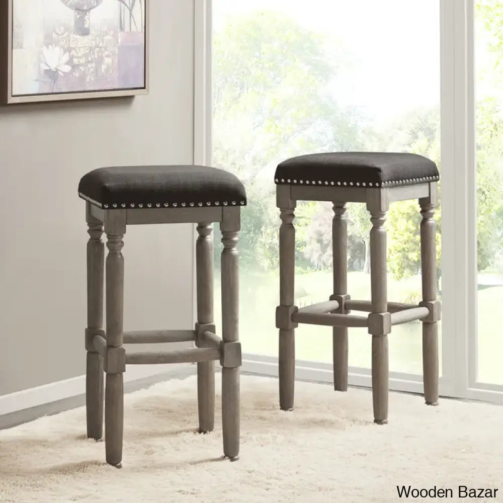 Lossetto Swivel Nailhead Counter & Bar Stool (Set Of 2)