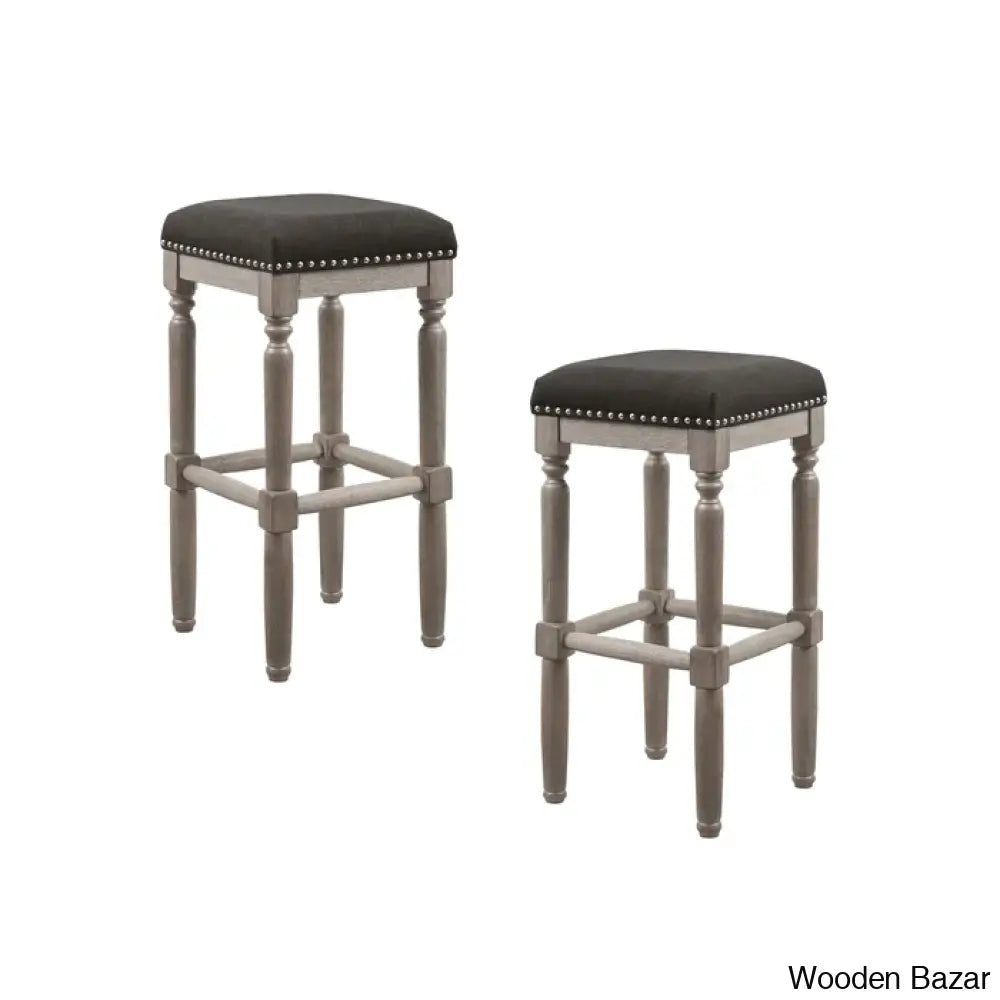 Lossetto Swivel Nailhead Counter & Bar Stool (Set Of 2)