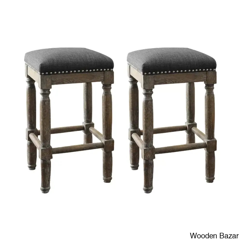 Lossetto Swivel Nailhead Counter & Bar Stool (Set Of 2)