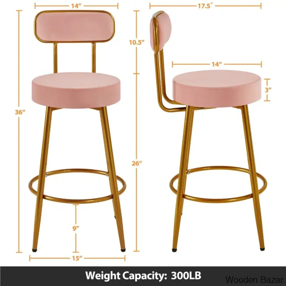 Lovetter Swivel Upholstered 26’’ Counter And Bar Stool With Metal Frame (Set Of 2)