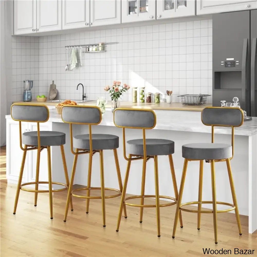 Lovetter Swivel Upholstered 26’’ Counter And Bar Stool With Metal Frame (Set Of 2)