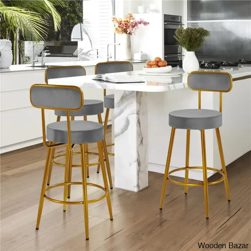 Lovetter Swivel Upholstered 26’’ Counter And Bar Stool With Metal Frame (Set Of 2)