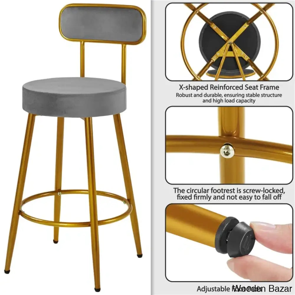 Lovetter Swivel Upholstered 26’’ Counter And Bar Stool With Metal Frame (Set Of 2)