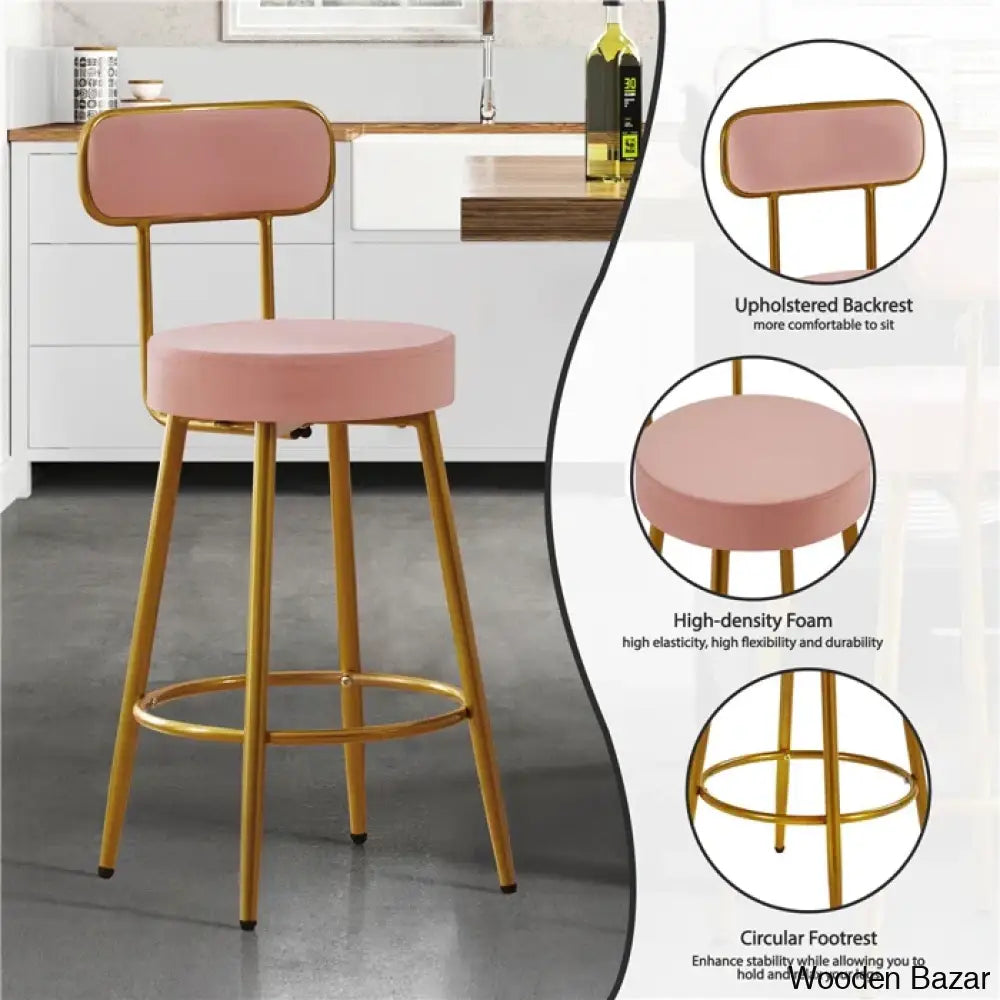 Lovetter Swivel Upholstered 26’’ Counter And Bar Stool With Metal Frame (Set Of 2)