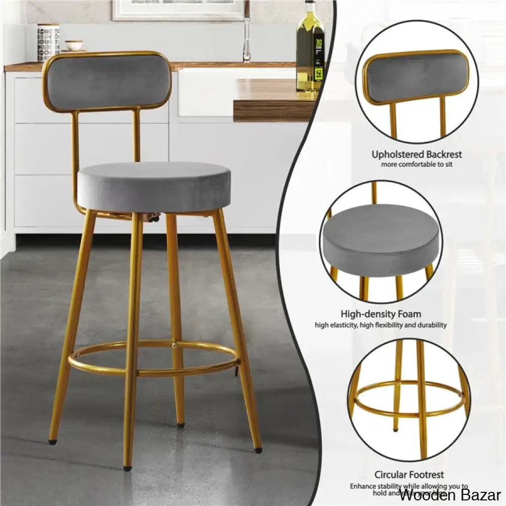 Lovetter Swivel Upholstered 26’’ Counter And Bar Stool With Metal Frame (Set Of 2)