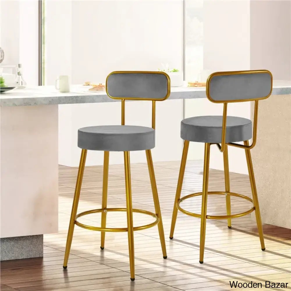 Lovetter Swivel Upholstered 26’’ Counter And Bar Stool With Metal Frame (Set Of 2) Dark Gray