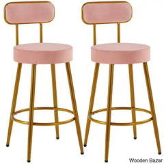 Lovetter Swivel Upholstered 26’’ Counter And Bar Stool With Metal Frame (Set Of 2) Pink