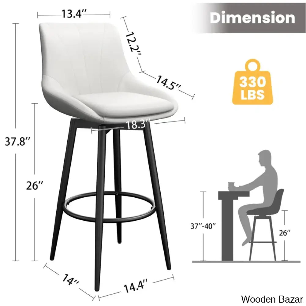 Loyere Swivel Upholstered 26’’ Counter And Bar Stool With Metal Frame