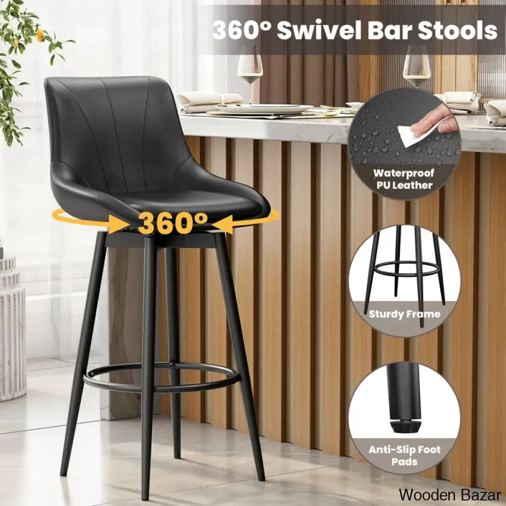 Loyere Swivel Upholstered 26’’ Counter And Bar Stool With Metal Frame