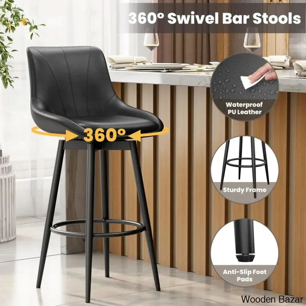 Loyere Swivel Upholstered 26'' Counter and bar Stool with Metal