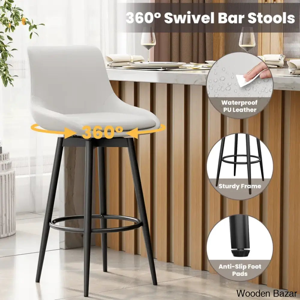 Loyere Swivel Upholstered 26’’ Counter And Bar Stool With Metal Frame