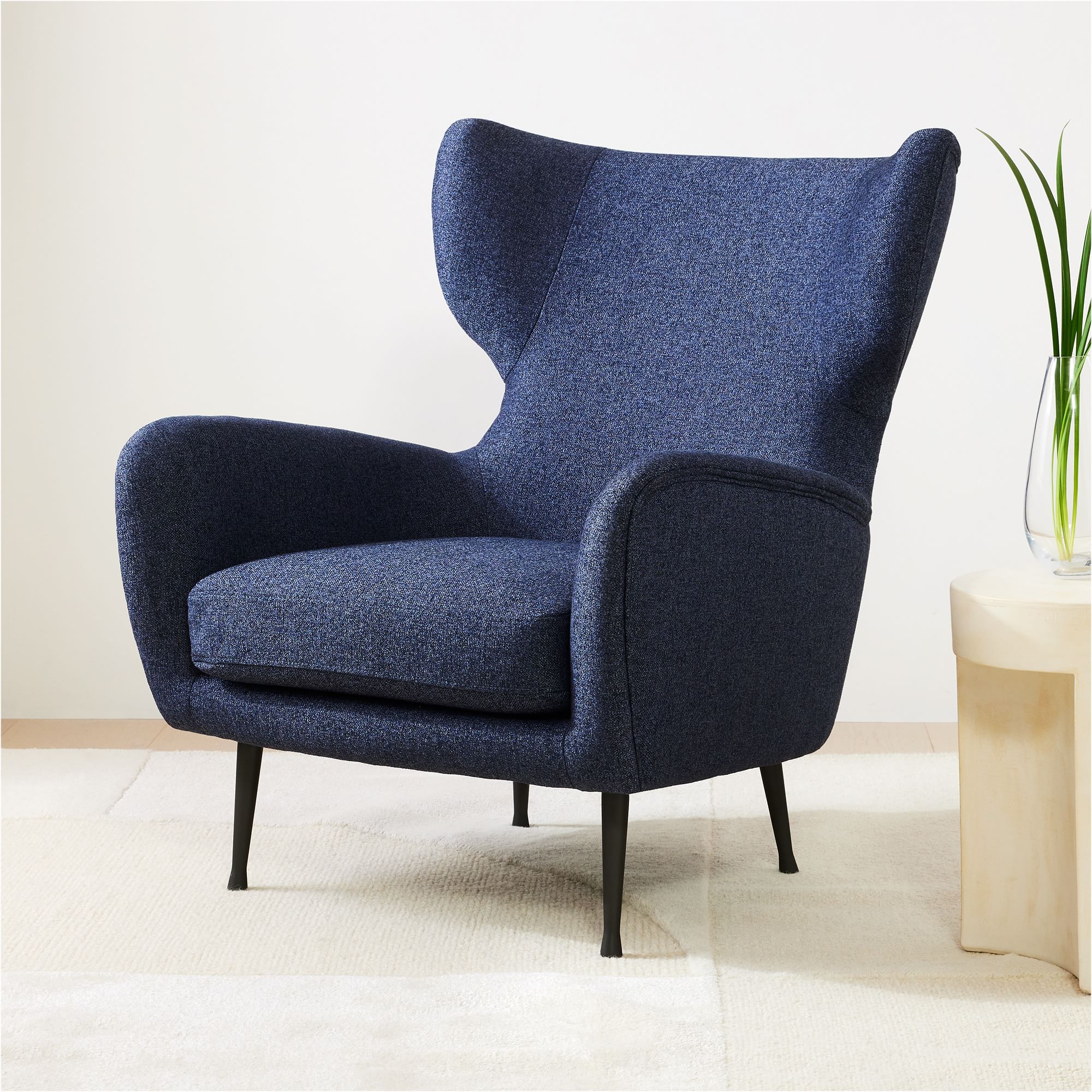 Wixfire Wing Chair in Metal Legs - Wooden bazar