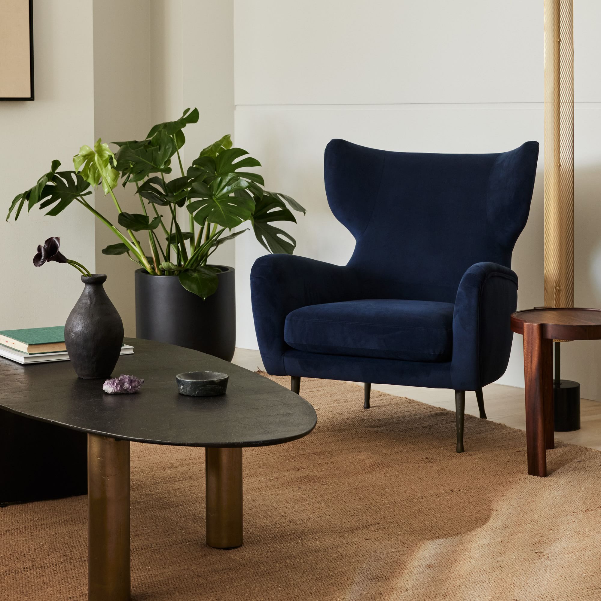 Wixfire Wing Chair in Metal Legs - Wooden bazar