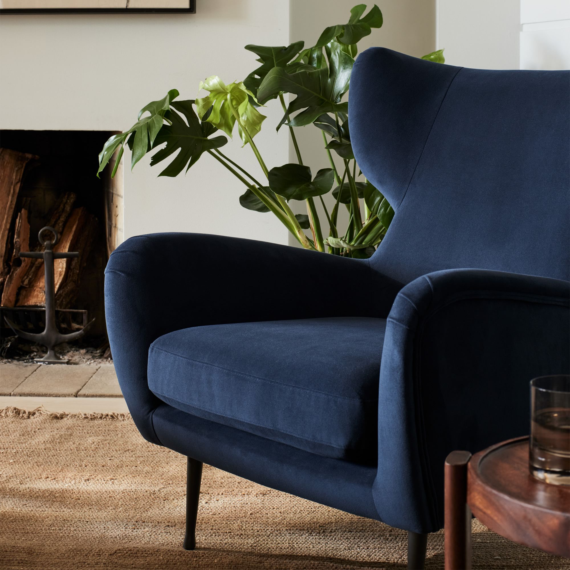 Wixfire Wing Chair in Metal Legs - Wooden bazar