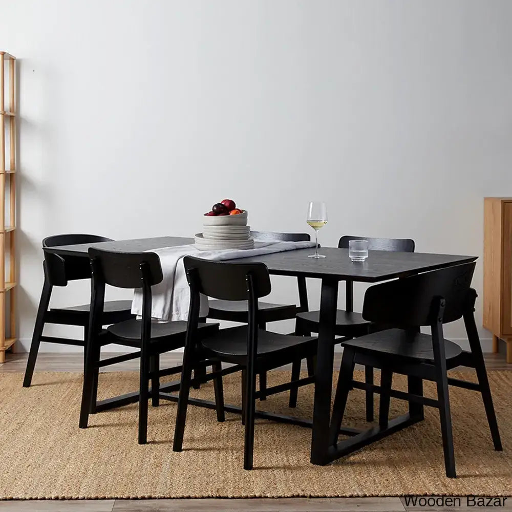 Lucy Six-Seater Dining Set: Elegance Perfected For Your Home Black