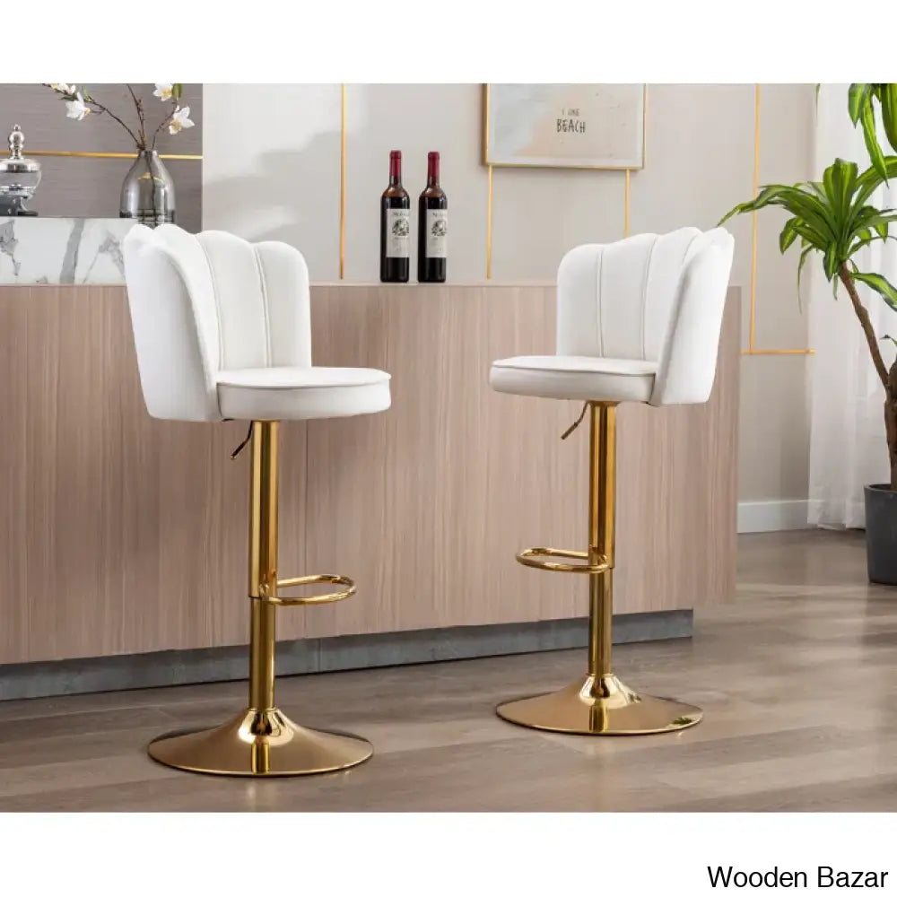 Ludkaz Swivel Adjustable Height Counter And Bar Stool (Set Of 2) Beige