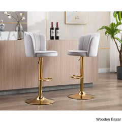 Ludkaz Swivel Adjustable Height Counter And Bar Stool (Set Of 2) Gray