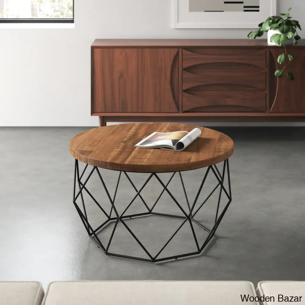 Lupi Solid Wood Top Coffee Table And Center Table Chestnut Brown