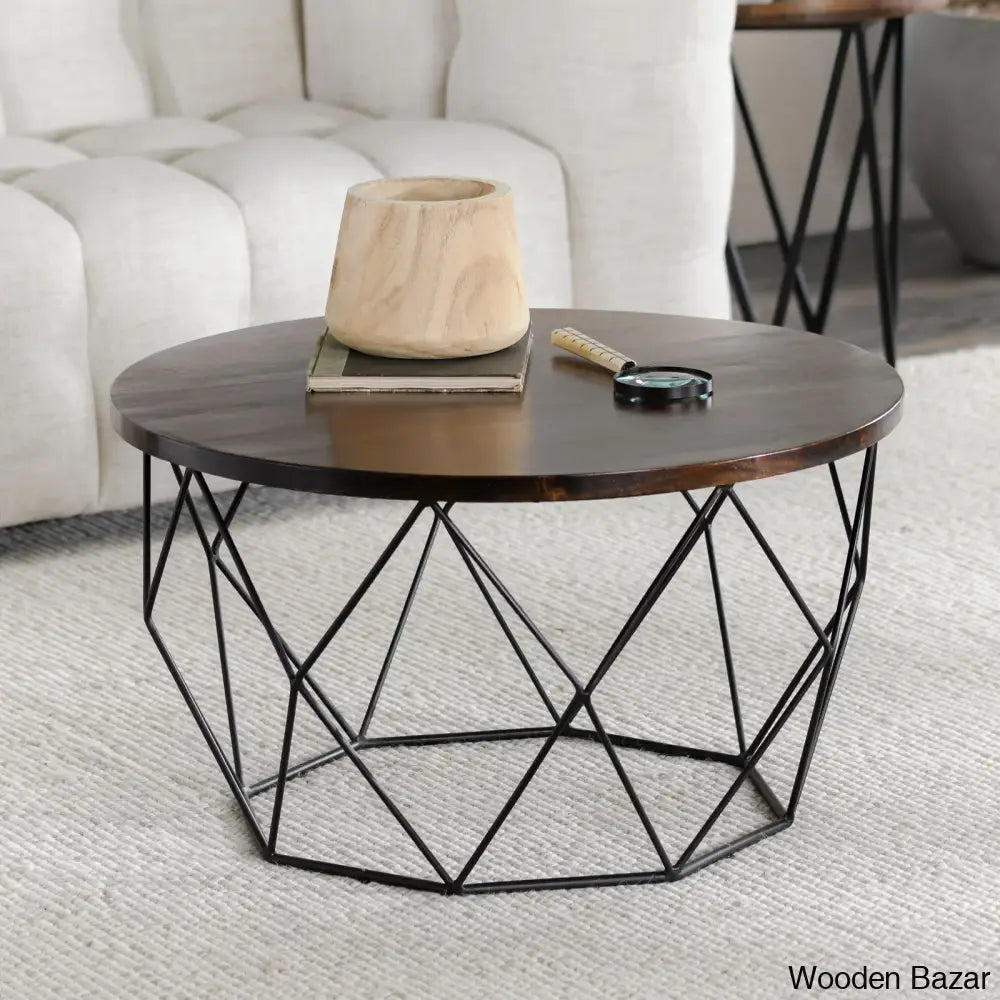 Lupi Solid Wood Top Coffee Table And Center Table Dark Brown