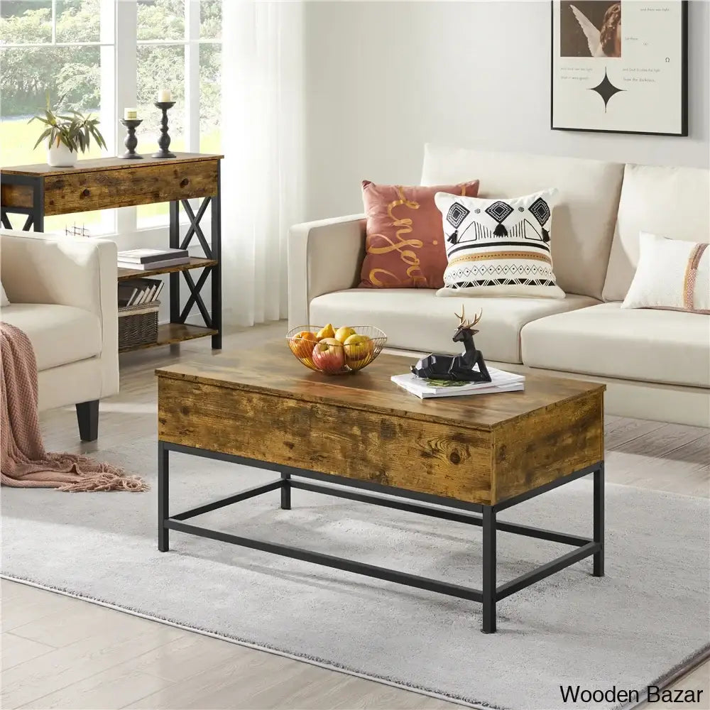 Lurdesy Lift Top Coffee And Center Table With Storage & Metal Legs