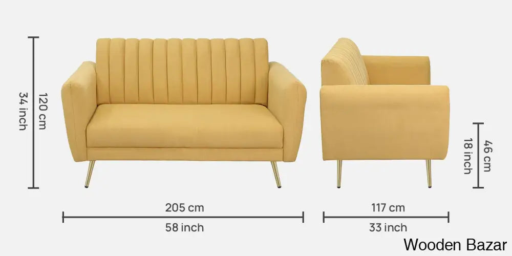 Luxurious Camel Yellow Fabric 3-Seater Sofa The Ultimate Trendy Furniture For Stylish Living Spaces