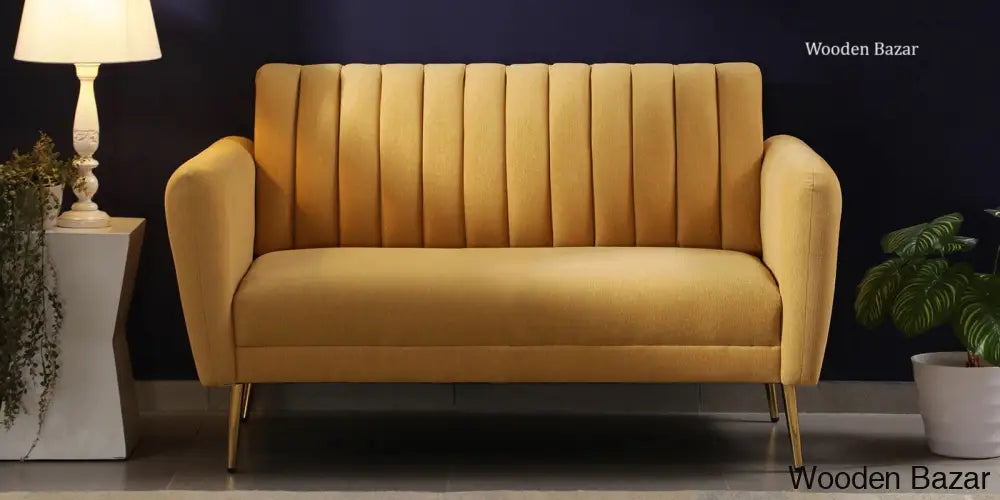 Luxurious Camel Yellow Fabric 3-Seater Sofa The Ultimate Trendy Furniture For Stylish Living Spaces