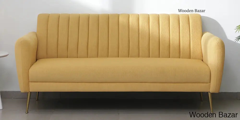 Luxurious Camel Yellow Fabric 3-Seater Sofa The Ultimate Trendy Furniture For Stylish Living Spaces