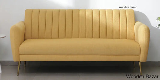 Luxurious Camel Yellow Fabric 3-Seater Sofa The Ultimate Trendy Furniture For Stylish Living Spaces