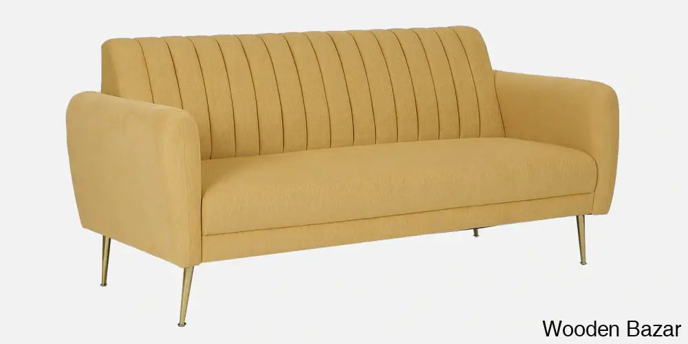 Luxurious Camel Yellow Fabric 3-Seater Sofa The Ultimate Trendy Furniture For Stylish Living Spaces