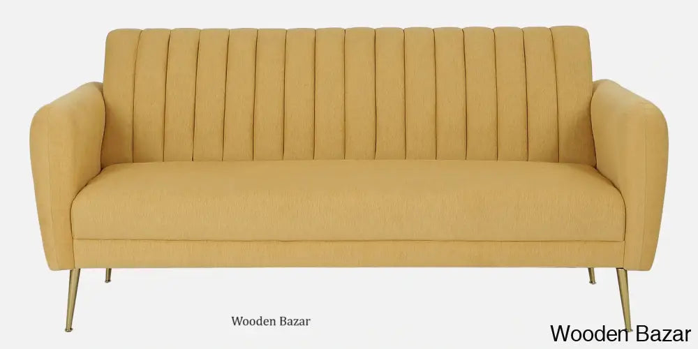 Luxurious Camel Yellow Fabric 3-Seater Sofa The Ultimate Trendy Furniture For Stylish Living Spaces