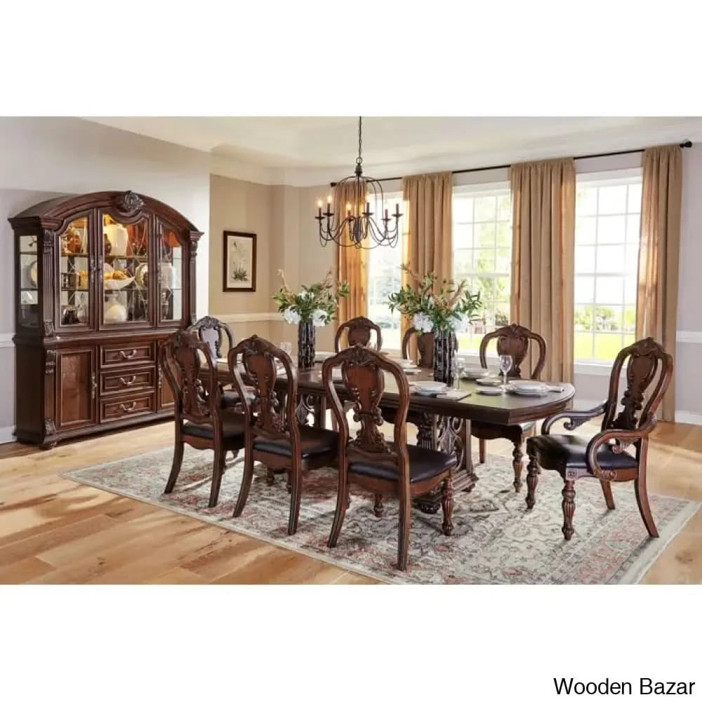 Luxurious Oval 8 Seater Wooden Dining Table Set | Wooden Bazar